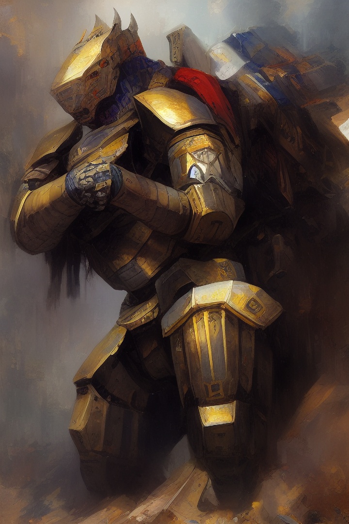 Painting of a Dwarven Mech.